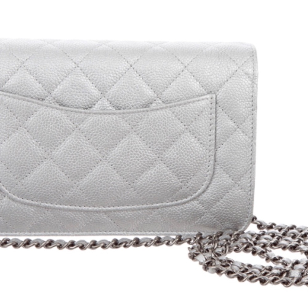 CHANEL Silver Caviar Ruthenium HW Wallet On Chain - Picture 9 of 16